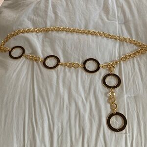 🆕 CHANEL LIKE Rich Gold and Dark Blue Chained Belt! It’s a dramatic Accessory!